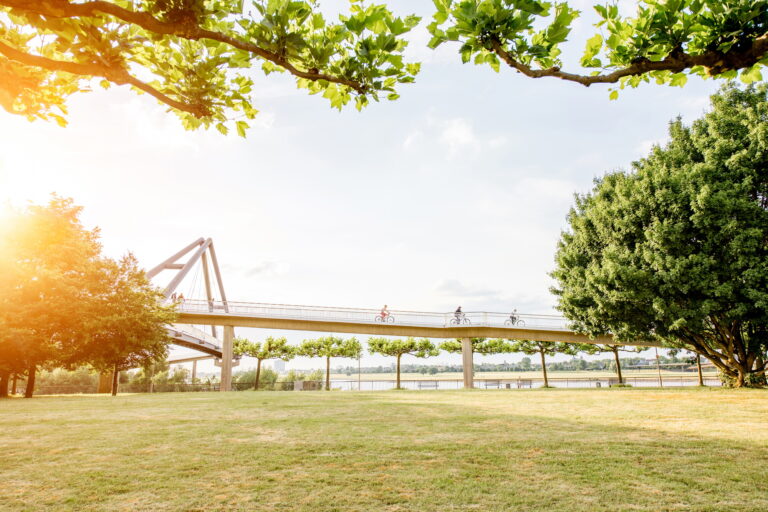 Rhein park in Dusseldorf city